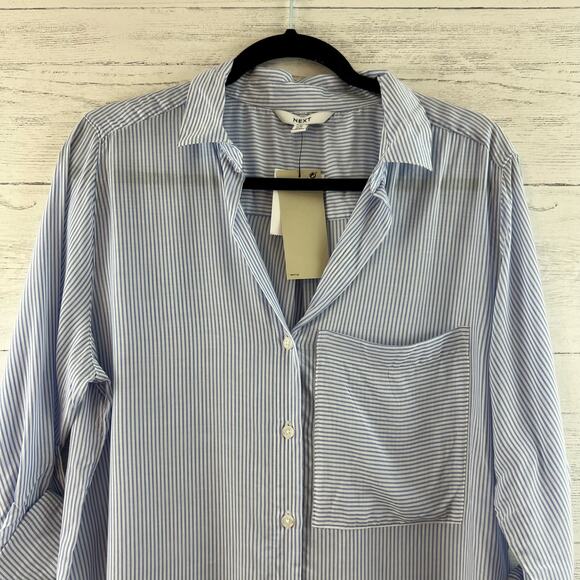 Next NWT Blue White Stripe Button Down Tunic Size 10 - Picture 3 of 8